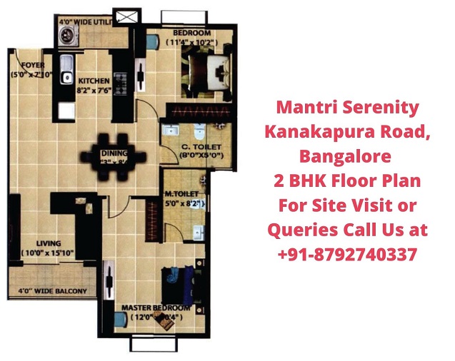 Mantri Serenity Kanakapura Road, Bangalore 2 BHK Floor plan