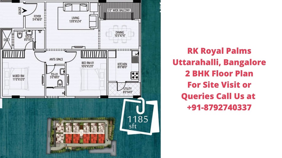 Rk Royal Palms Uttarahalli Bangalore 2 Bhk 1185 Sqft Floor Plan Regrob