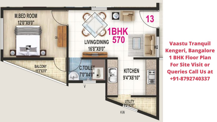 Vaastu Tranquil Kengeri, Bangalore 1 BHK Floor Plan