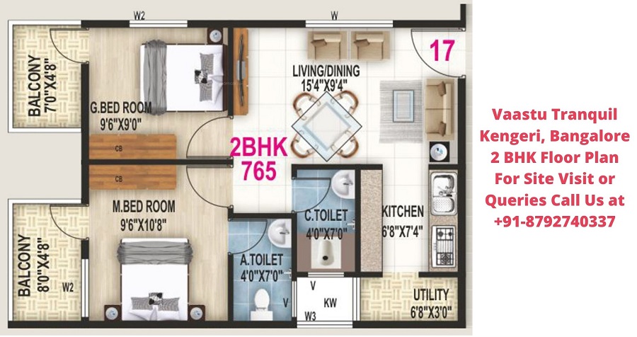 Vaastu Tranquil Kengeri, Bangalore 2 BHK Floor Plan