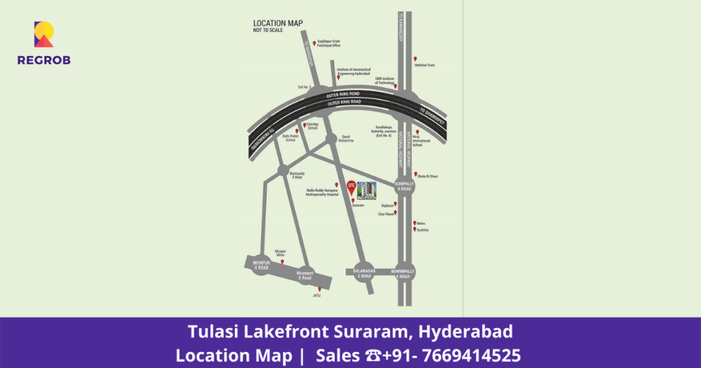 tulasi lakefront suraram Hyderabad Location Map