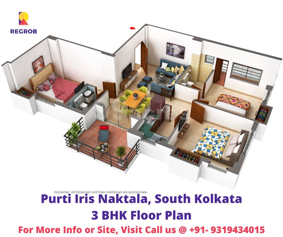 Purti Iris 3 BHK Floor Plan