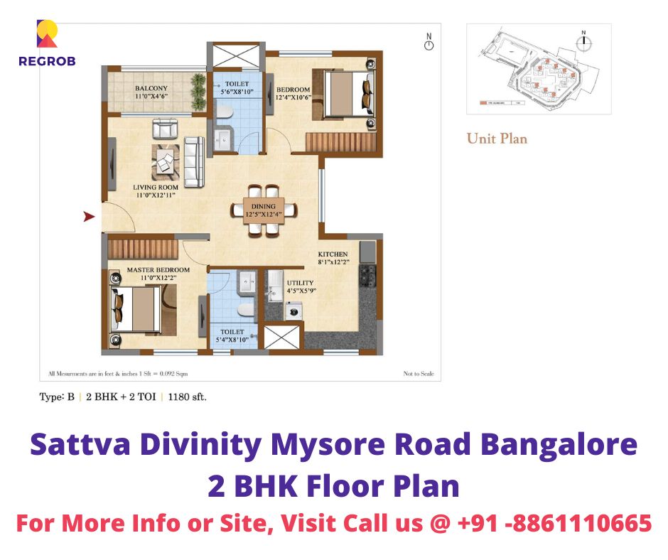 Sattva Divinity 2 BHK Floor Plan