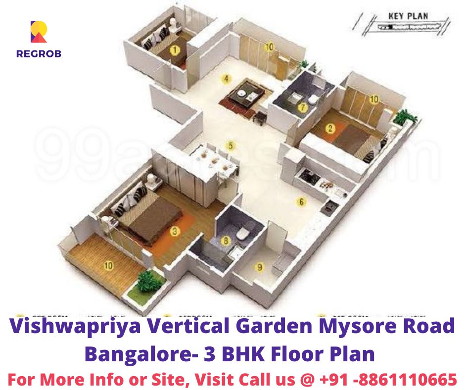 Vishwapriya Vertical Garden 3 bhk floor plan